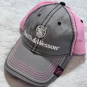 Smith and Wesson Womens Gray Pink Mesh Trucker Hat Cap One Size Moisture Wicking